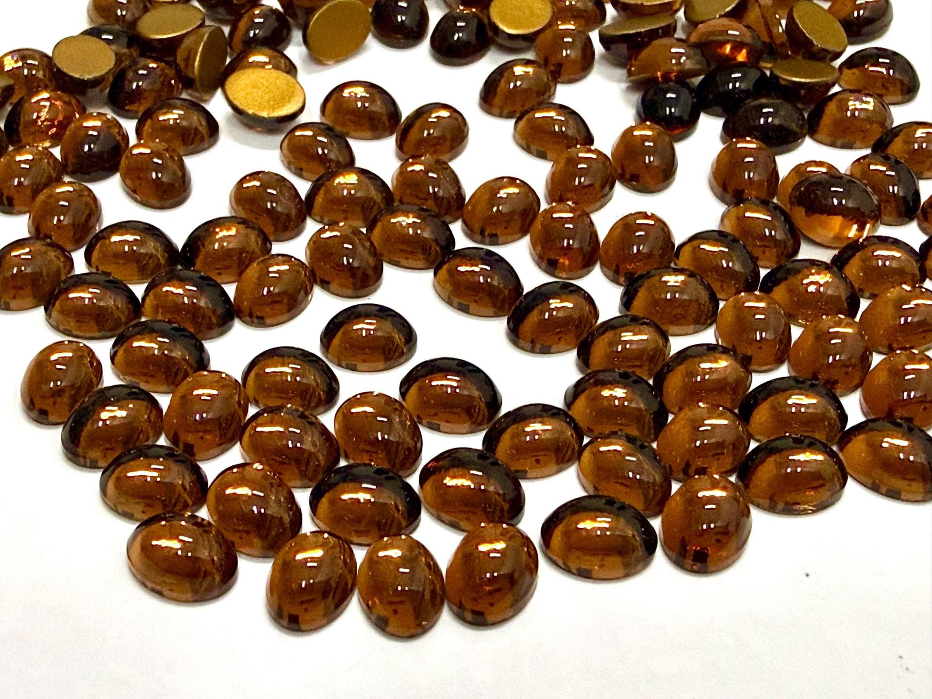 Swarovski 8x6 mm Vintage 2190 Smoked Topaz Foiled Flat Back Oval Cabochon Cabs