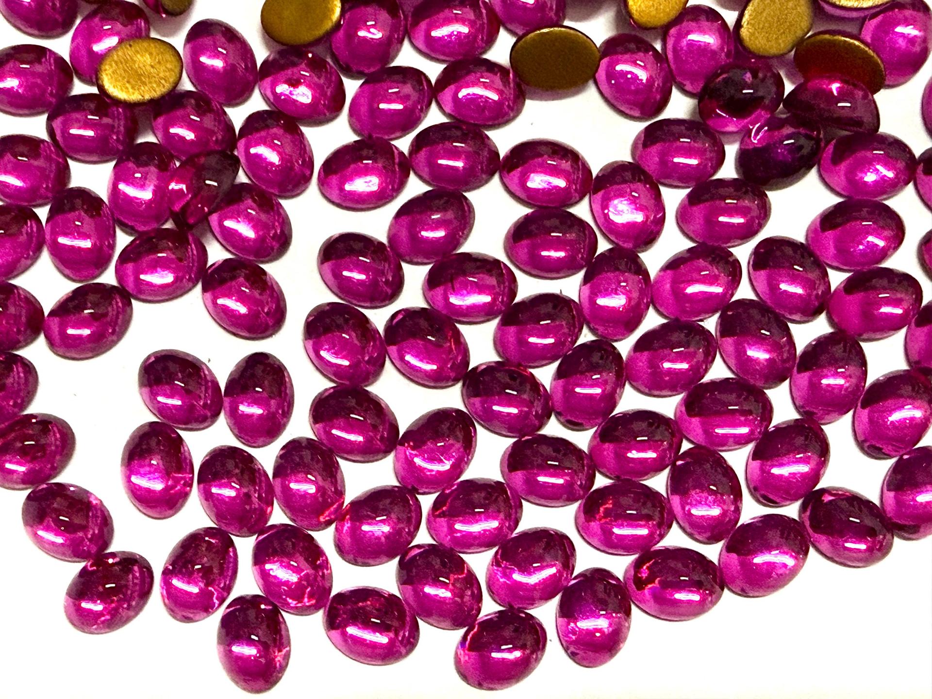 Swarovski 8x6 mm Vintage 2190 Fuchsia Foiled Flat Back Oval Cabochon Cabs