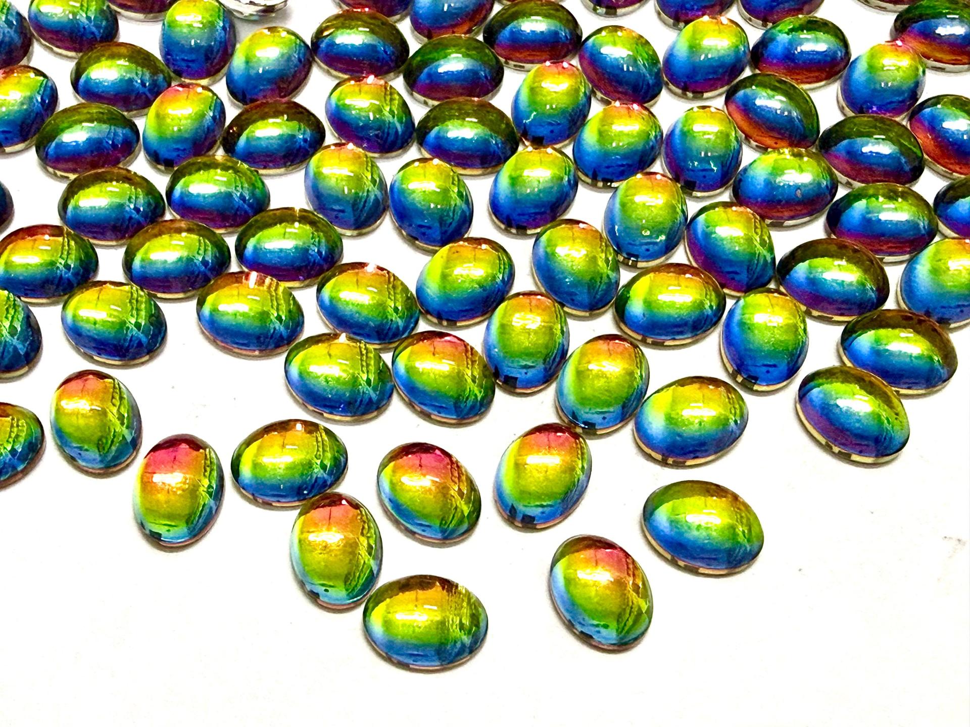 Swarovski 8x6 mm Vintage 2190 Crystal Vitrail Medium Foiled Flat Back Oval Cabochon Cabs