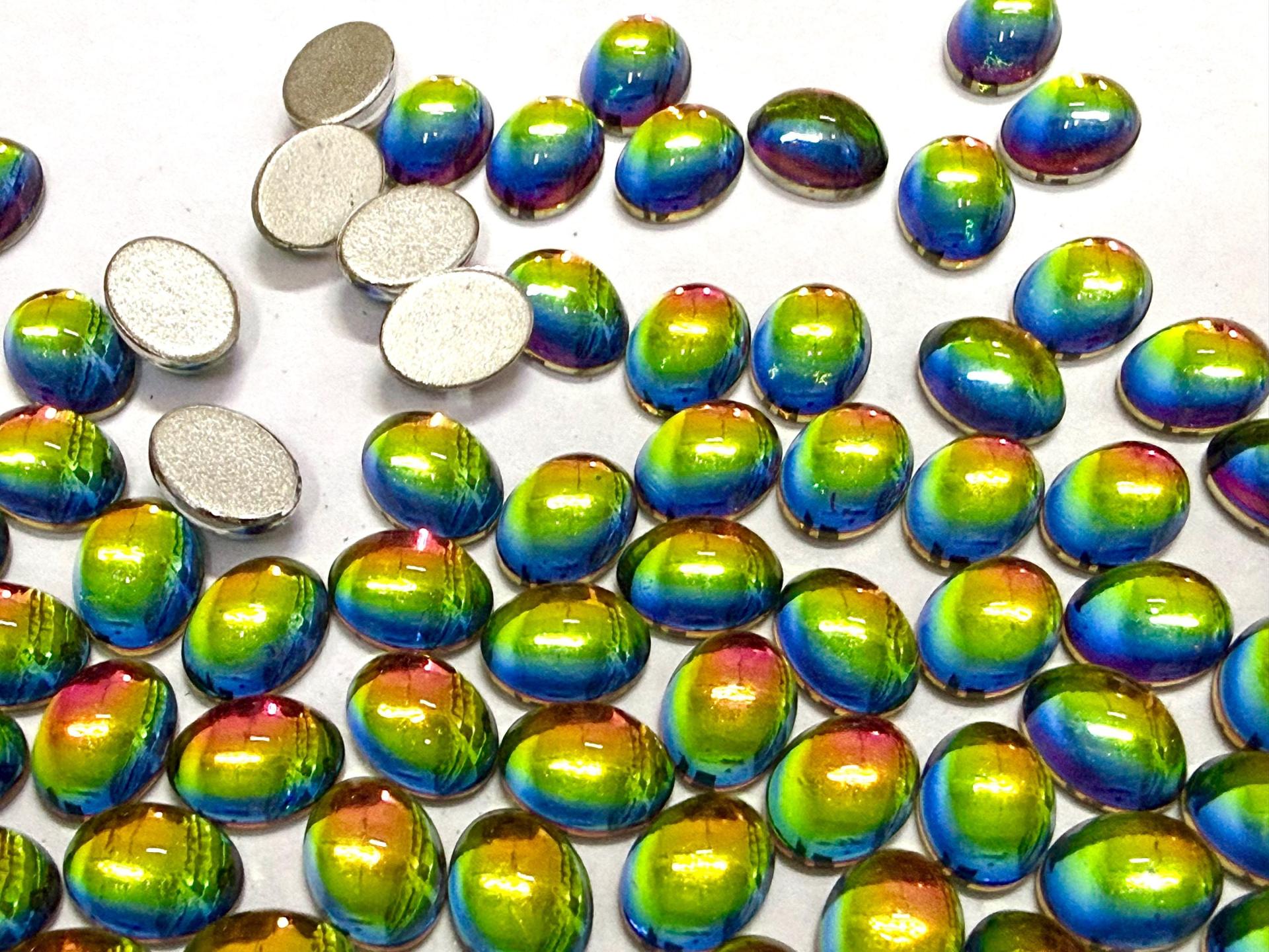 Swarovski 8x6 mm Vintage 2190 Crystal Vitrail Medium Foiled Flat Back Oval Cabochon Cabs