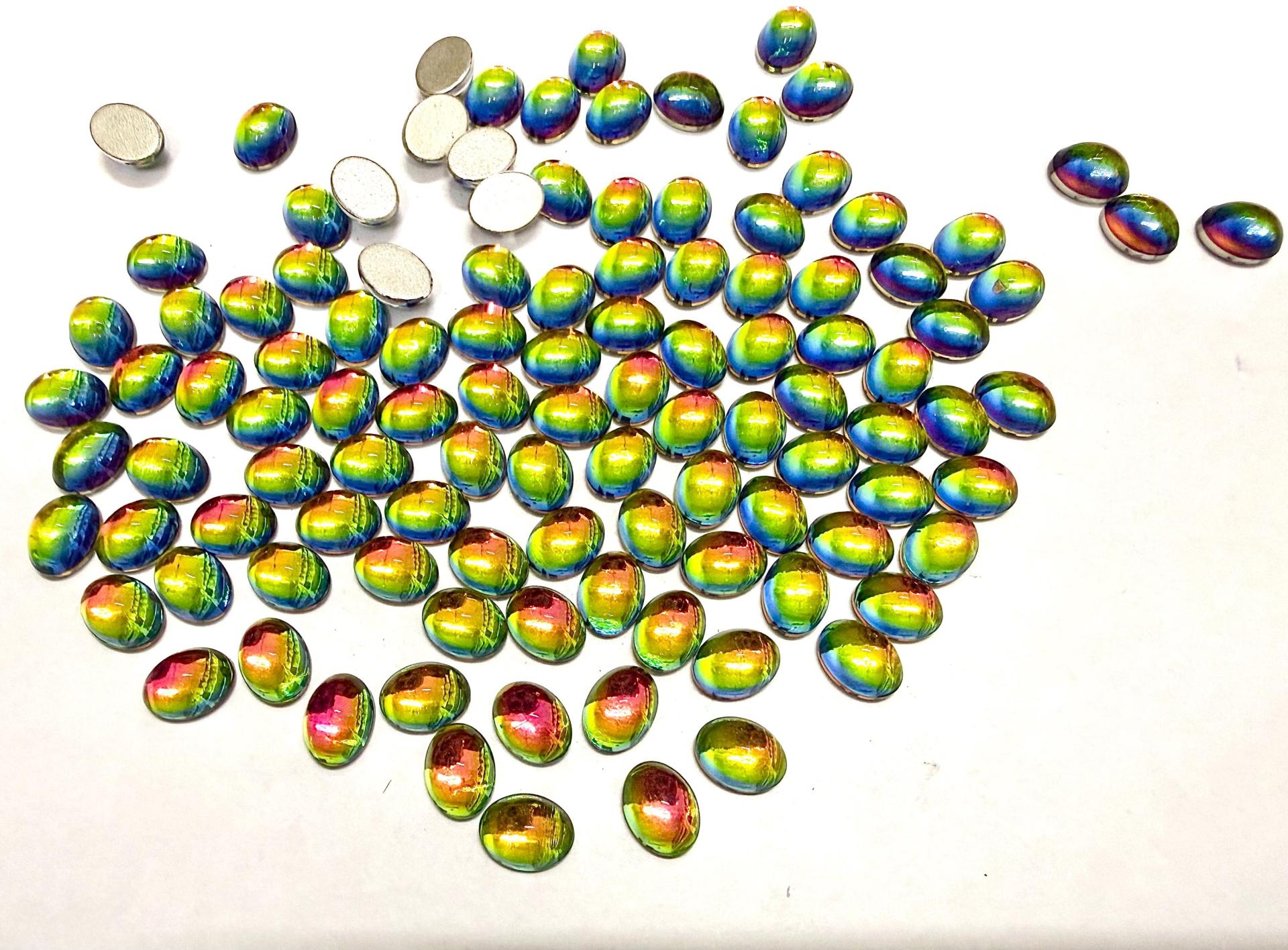 Swarovski 8x6 mm Vintage 2190 Crystal Vitrail Medium Foiled Flat Back Oval Cabochon Cabs