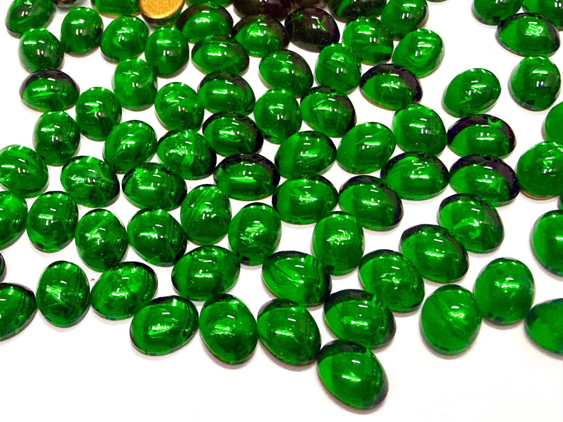 Swarovski 8x6 mm Vintage 2190 Emerald Foiled Flat Back Oval Cabochon Cabs