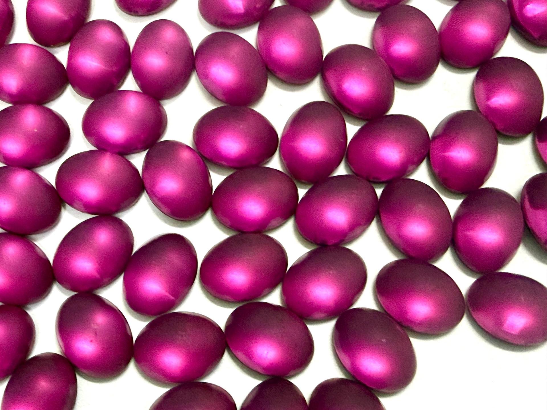 Swarovski 8x6 mm Vintage 2190 Matt Fuchsia Foiled Flat Back Oval Cabochon Cabs