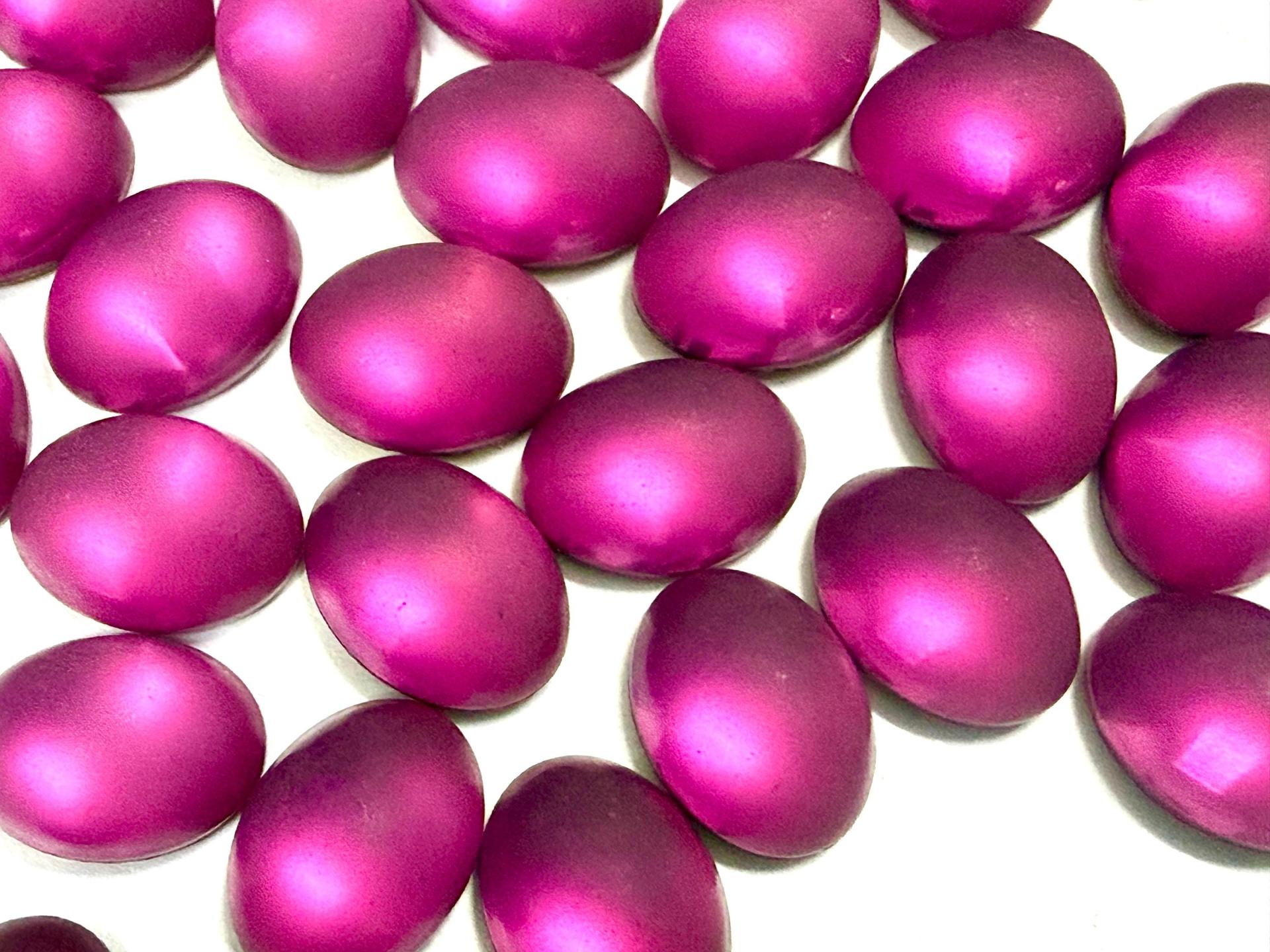 Swarovski 8x6 mm Vintage 2190 Matt Fuchsia Foiled Flat Back Oval Cabochon Cabs