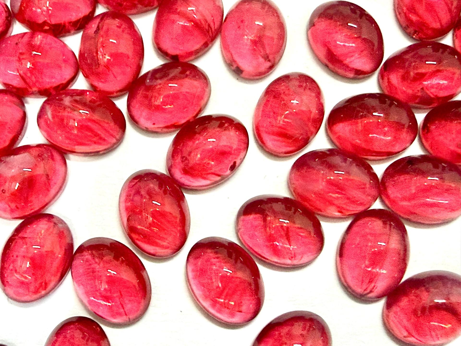 Swarovski 8x6 mm Vintage 2190 Ruby Quartz Unfoiled Flat Back Oval Cabochon Cabs