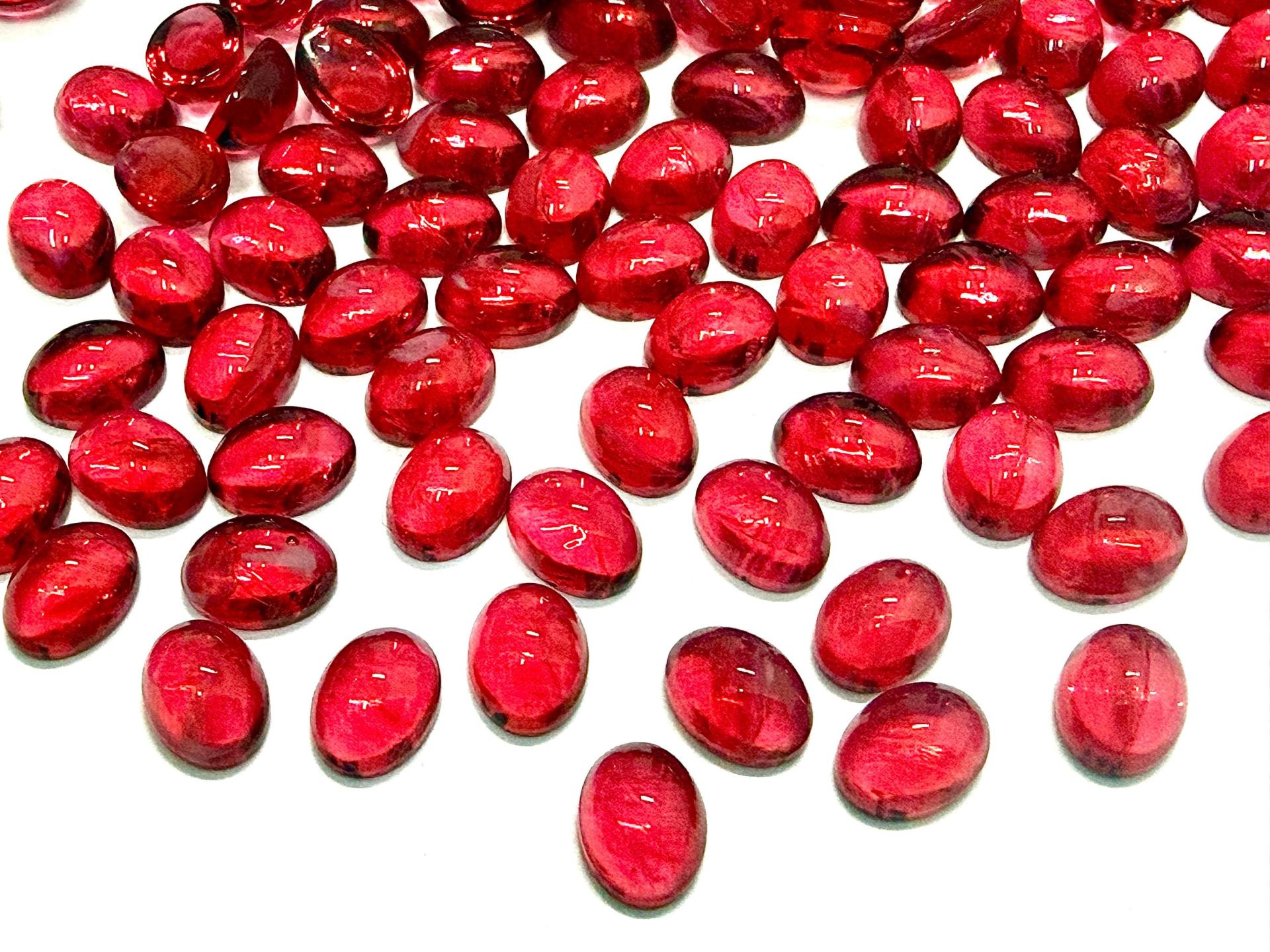 Swarovski 8x6 mm Vintage 2190 Ruby Quartz Unfoiled Flat Back Oval Cabochon Cabs