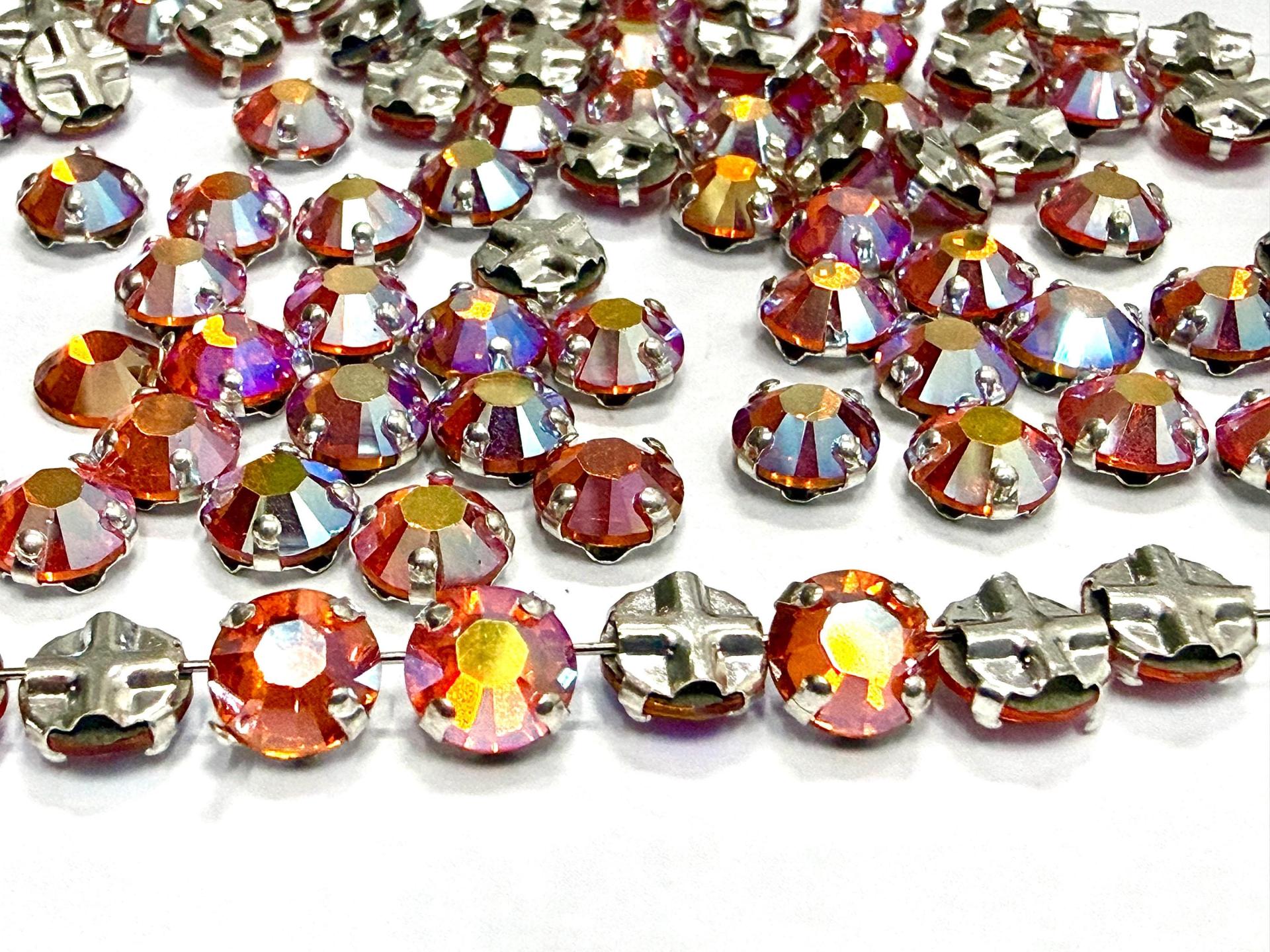 Vintage Swarovski Crystal Sun AB Rose Montees, 30ss Silver Plated Setting