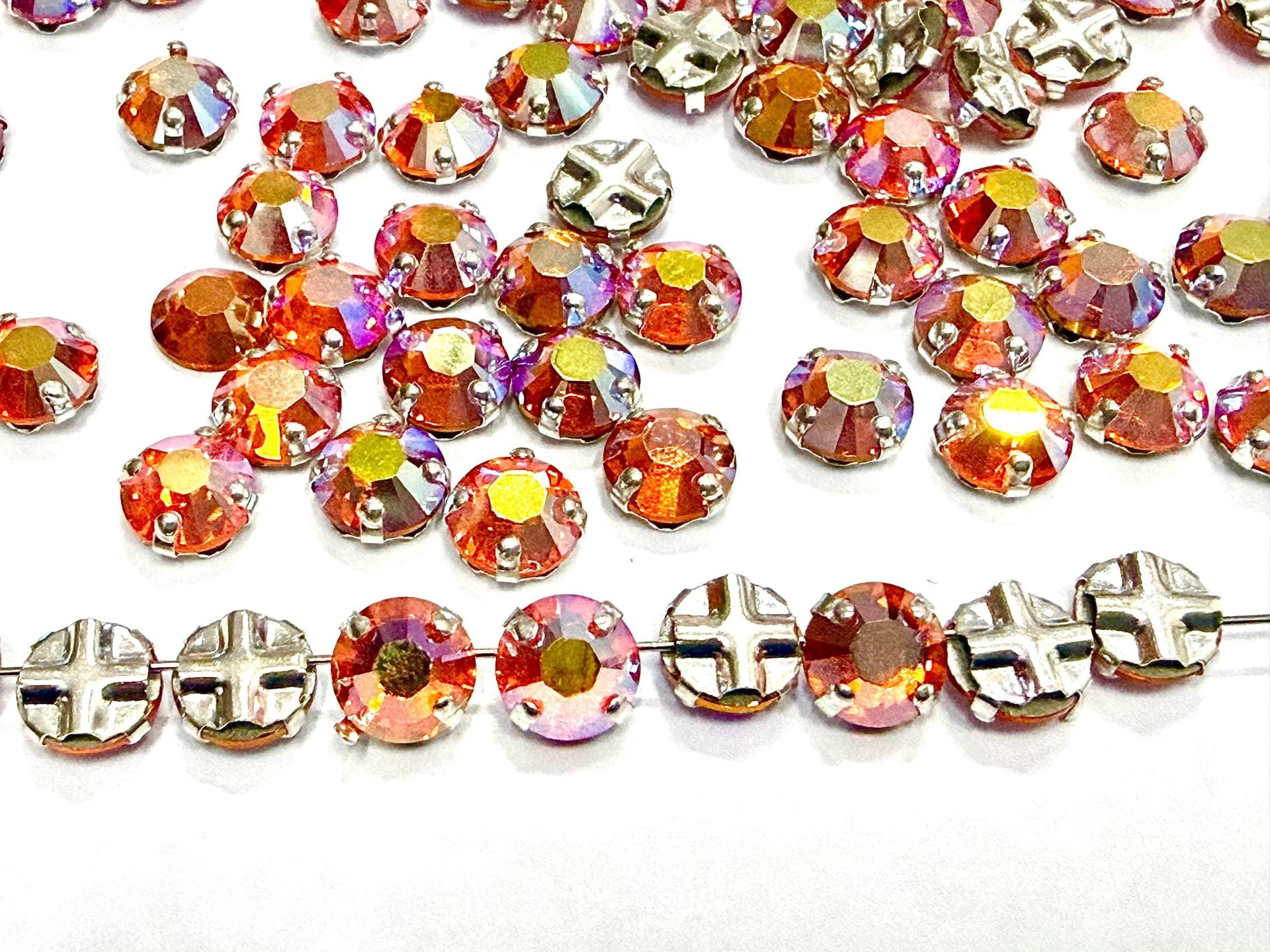 Vintage Swarovski Crystal Sun AB Rose Montees, 30ss Silver Plated Setting