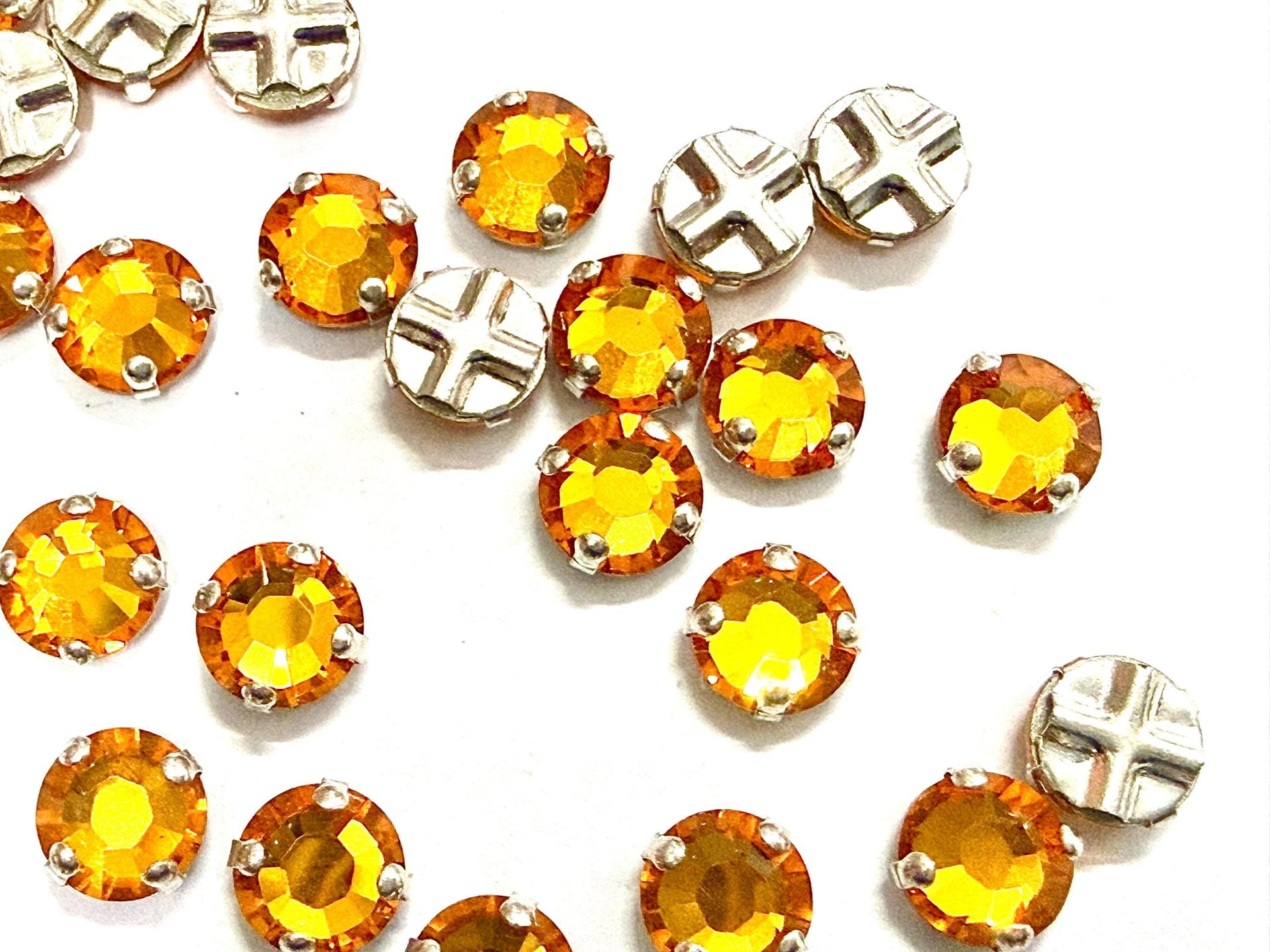 Vintage Swarovski Crystal Topaz Montees, 40ss Silver Plated Settings