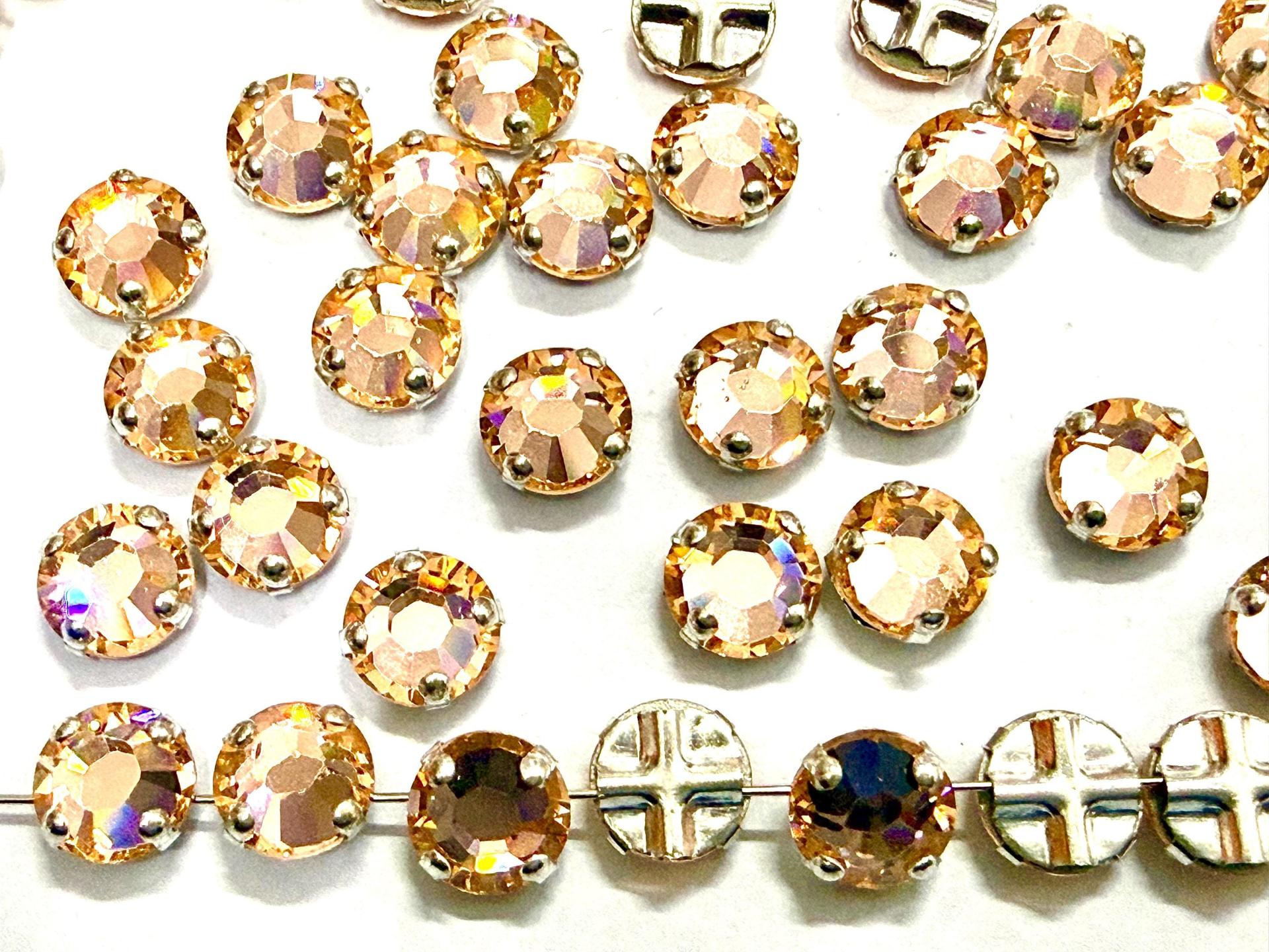 Vintage Swarovski Crystal Light Peach Rose Montees, 40ss Silver Plated Settings