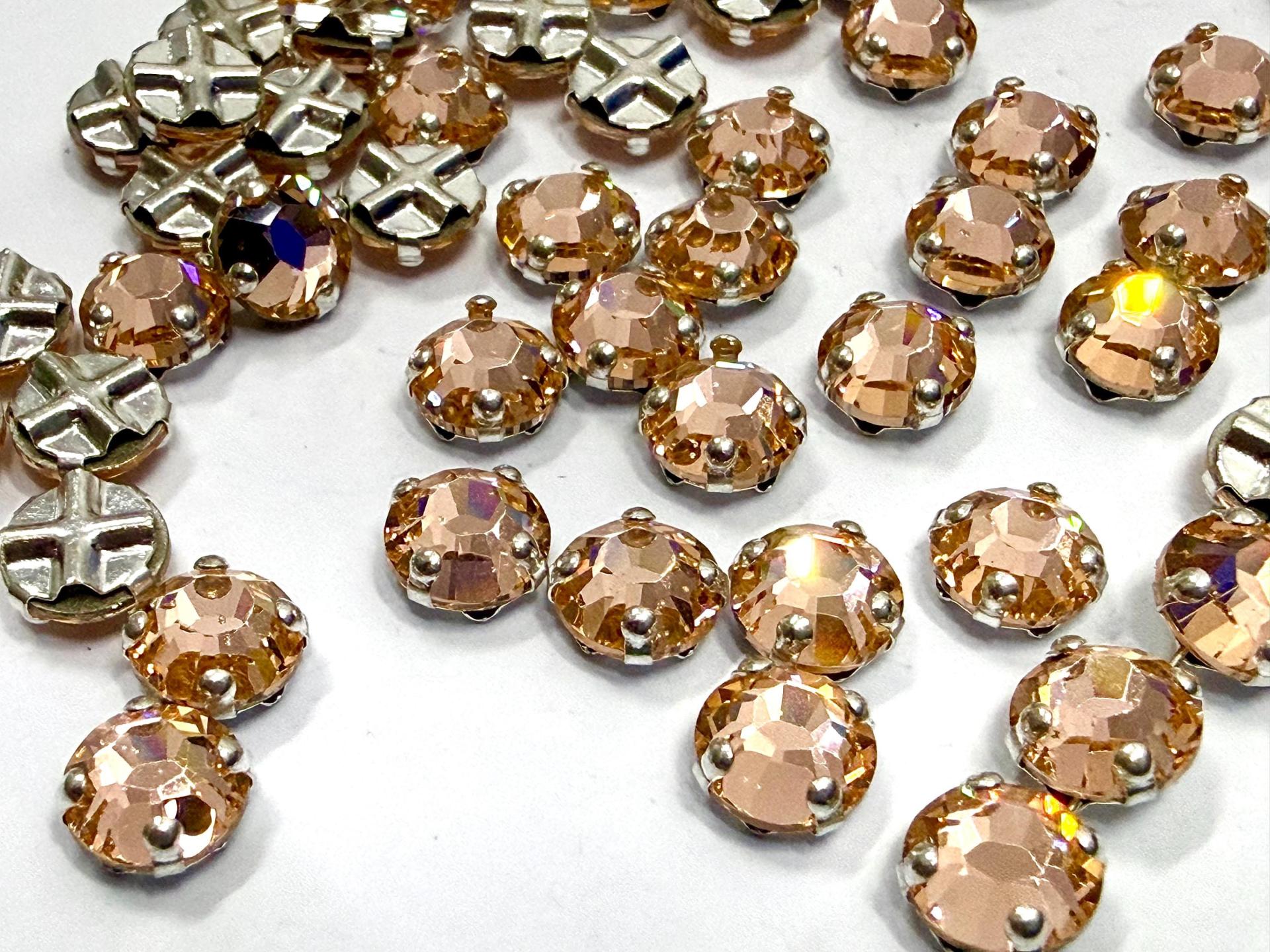 Vintage Swarovski Crystal Light Peach Rose Montees, 40ss Silver Plated Settings