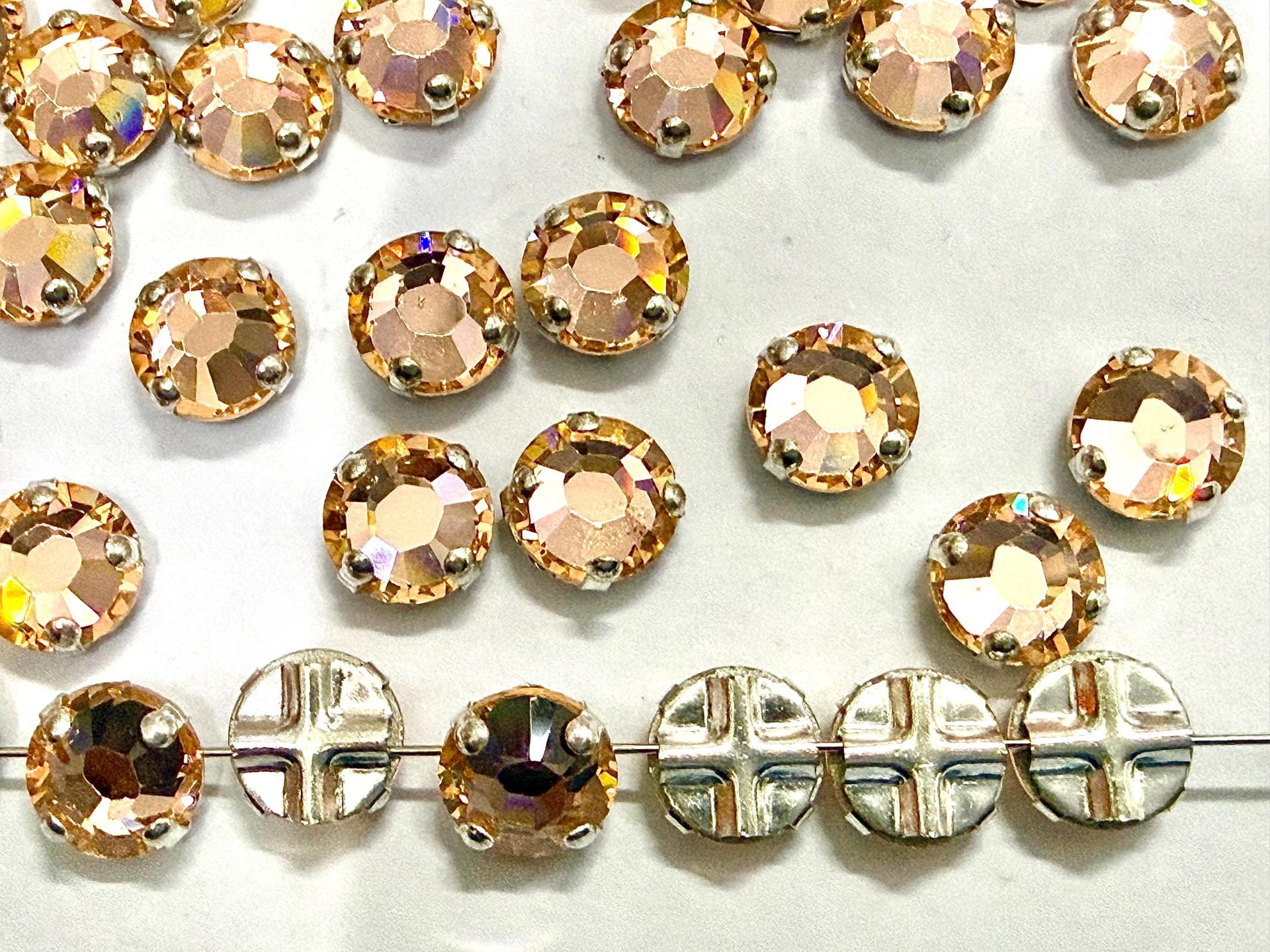 Vintage Swarovski Crystal Light Peach Rose Montees, 40ss Silver Plated Settings