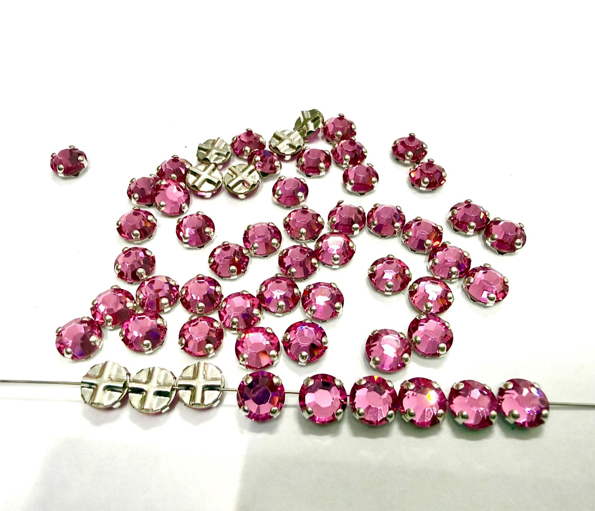 Vintage Swarovski Crystal Rose Montees, 40ss Silver Plated Settings