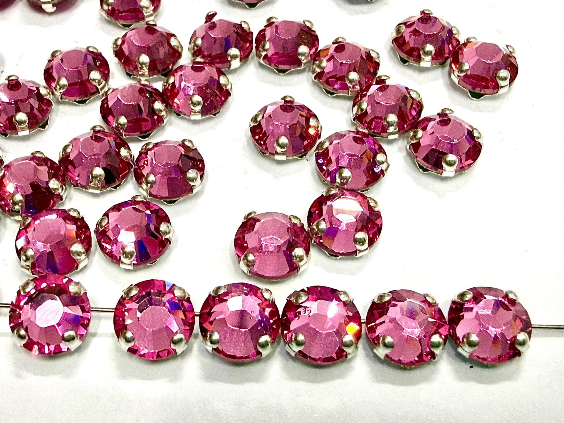 Vintage Swarovski Crystal Rose Montees, 40ss Silver Plated Settings