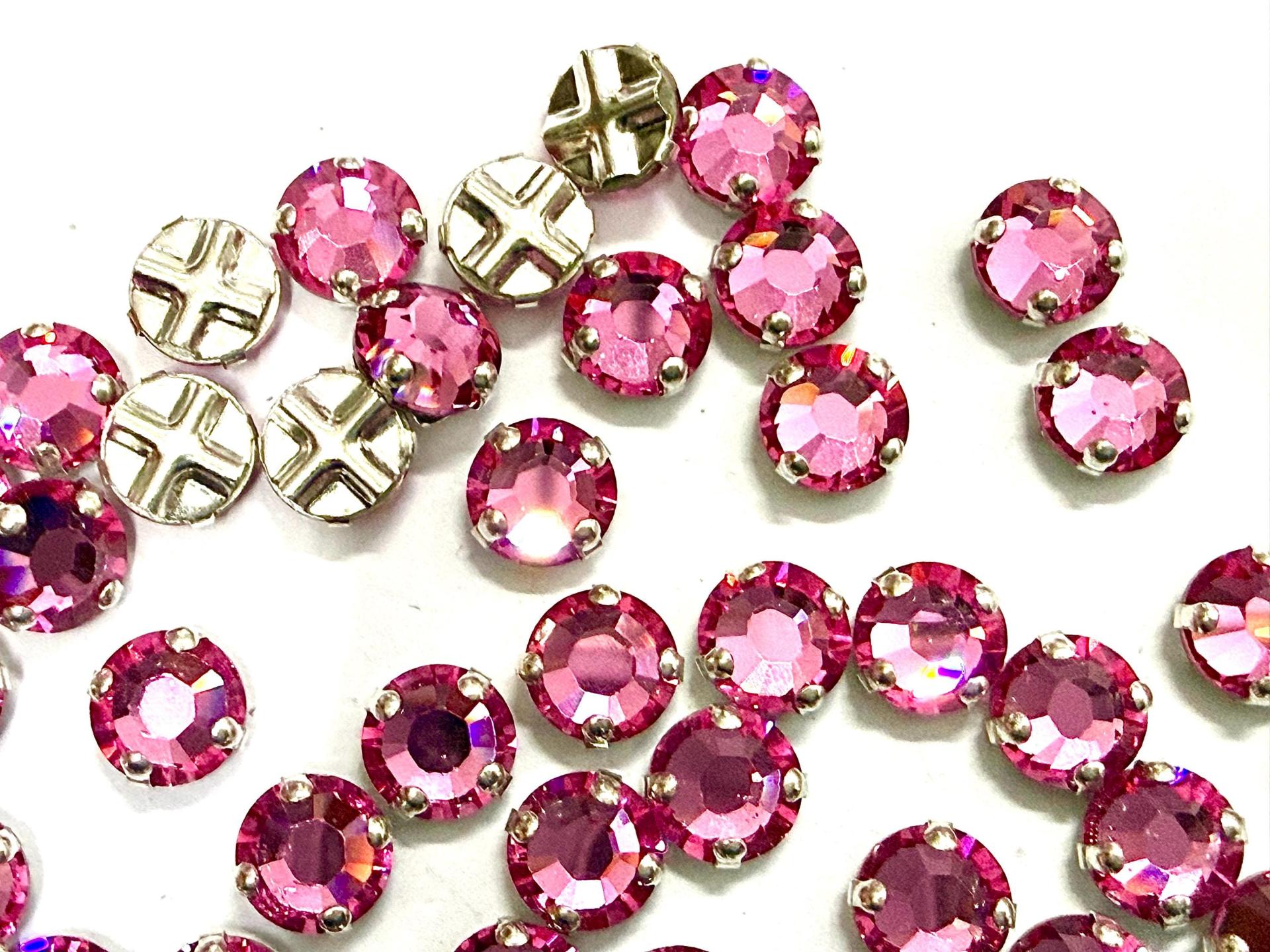 Vintage Swarovski Crystal Rose Montees, 40ss Silver Plated Settings