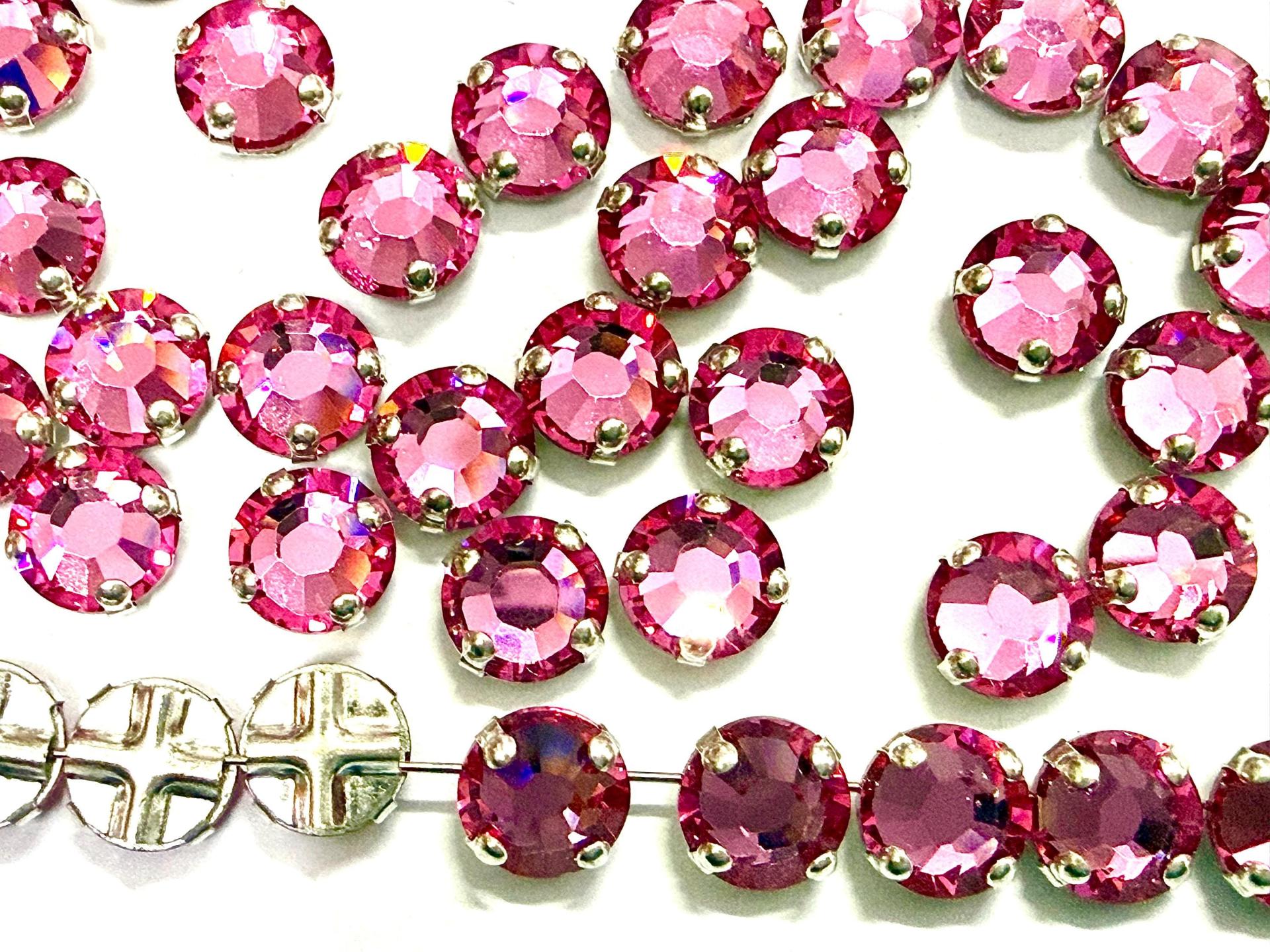 Vintage Swarovski Crystal Rose Montees, 40ss Silver Plated Settings