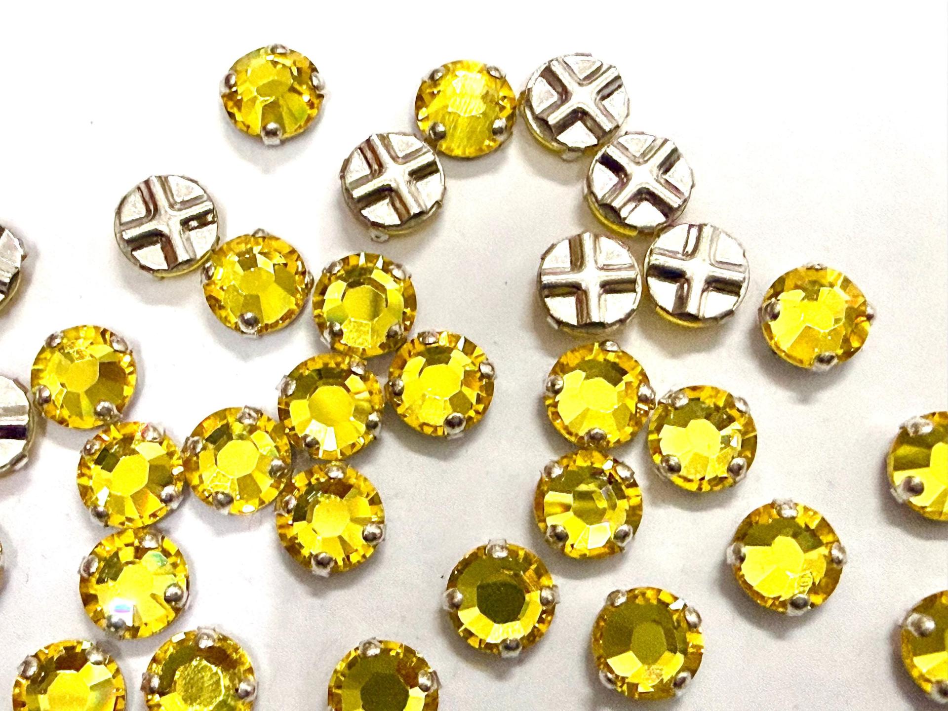 Vintage Swarovski Crystal Light Topaz Rose Montees, 40ss Silver Plated Settings