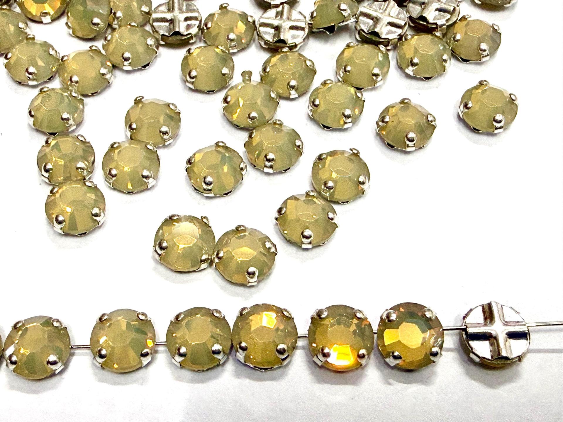 Vintage Swarovski Crystal Sand Opal Rose Montees, 40ss Silver Plated Settings