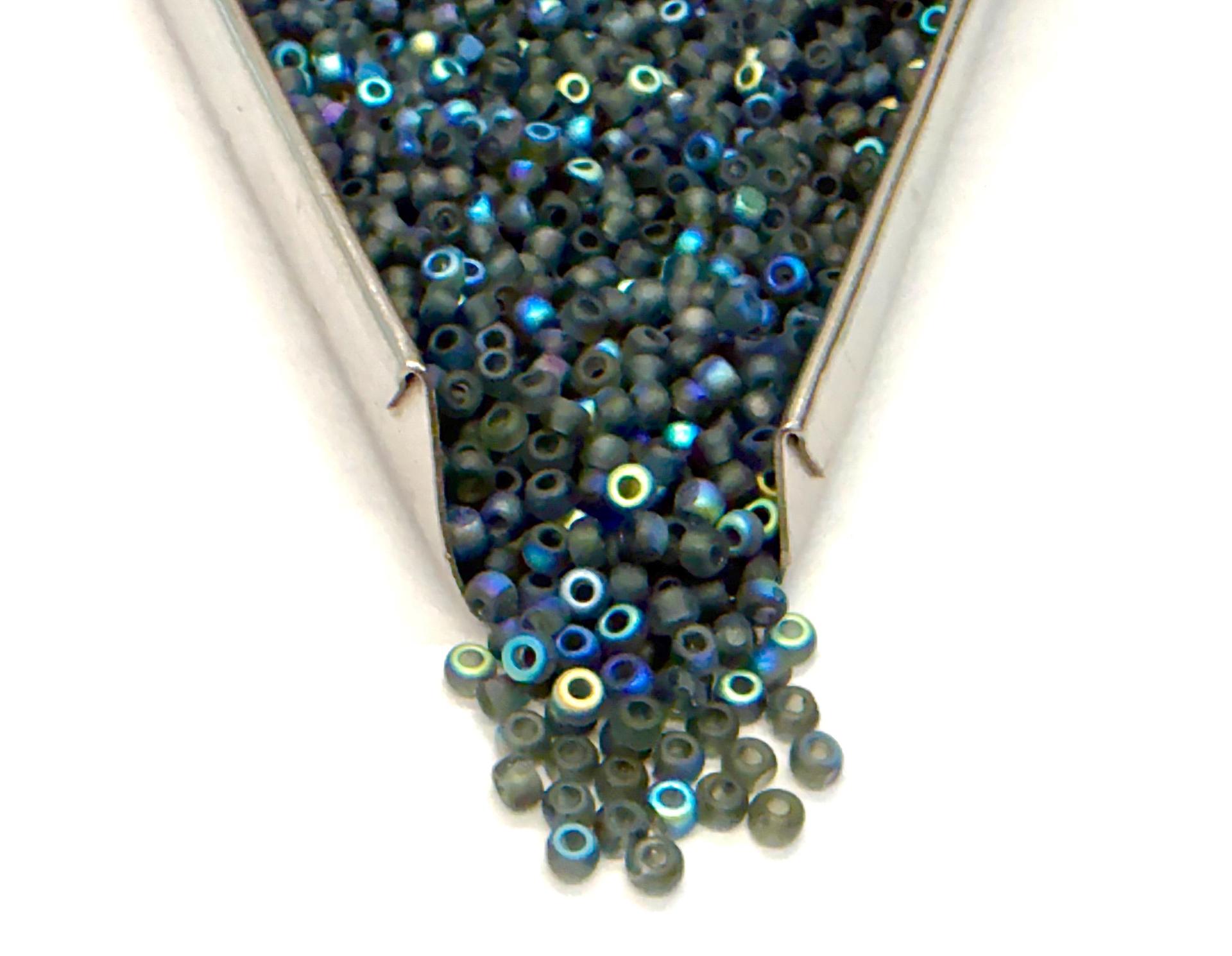 Patina Matt Black Diamond Aurore Boreale Charlotte Cut Beads, 11/0 Size