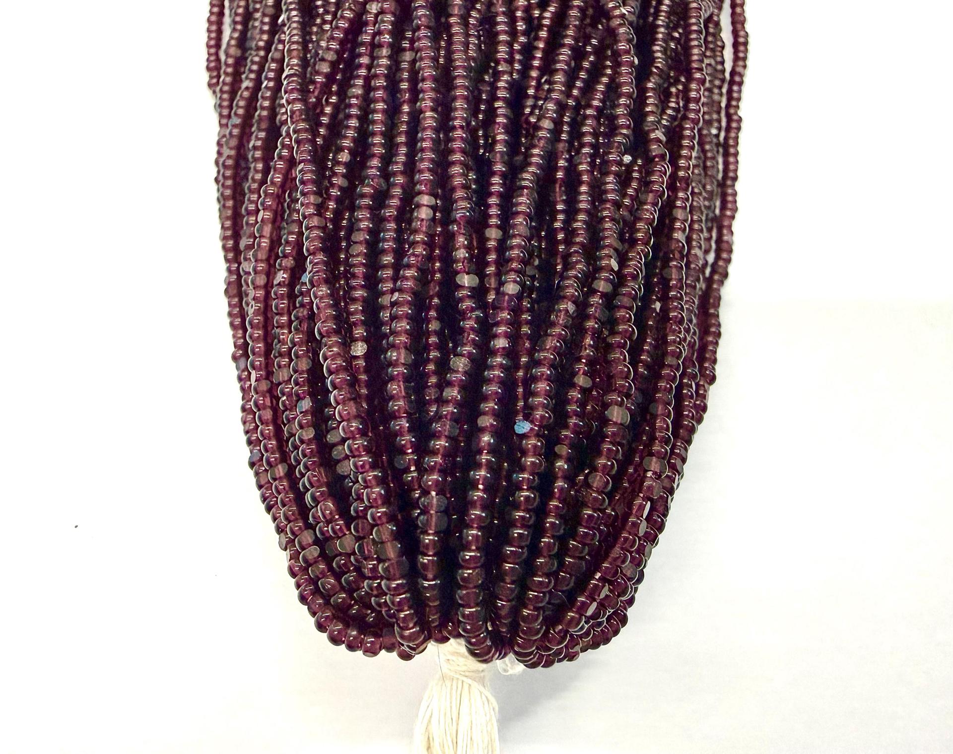 Transparent Deep Amethyst Charlotte Cut Glass Beads, 2.0mm, 11/0 Hanks