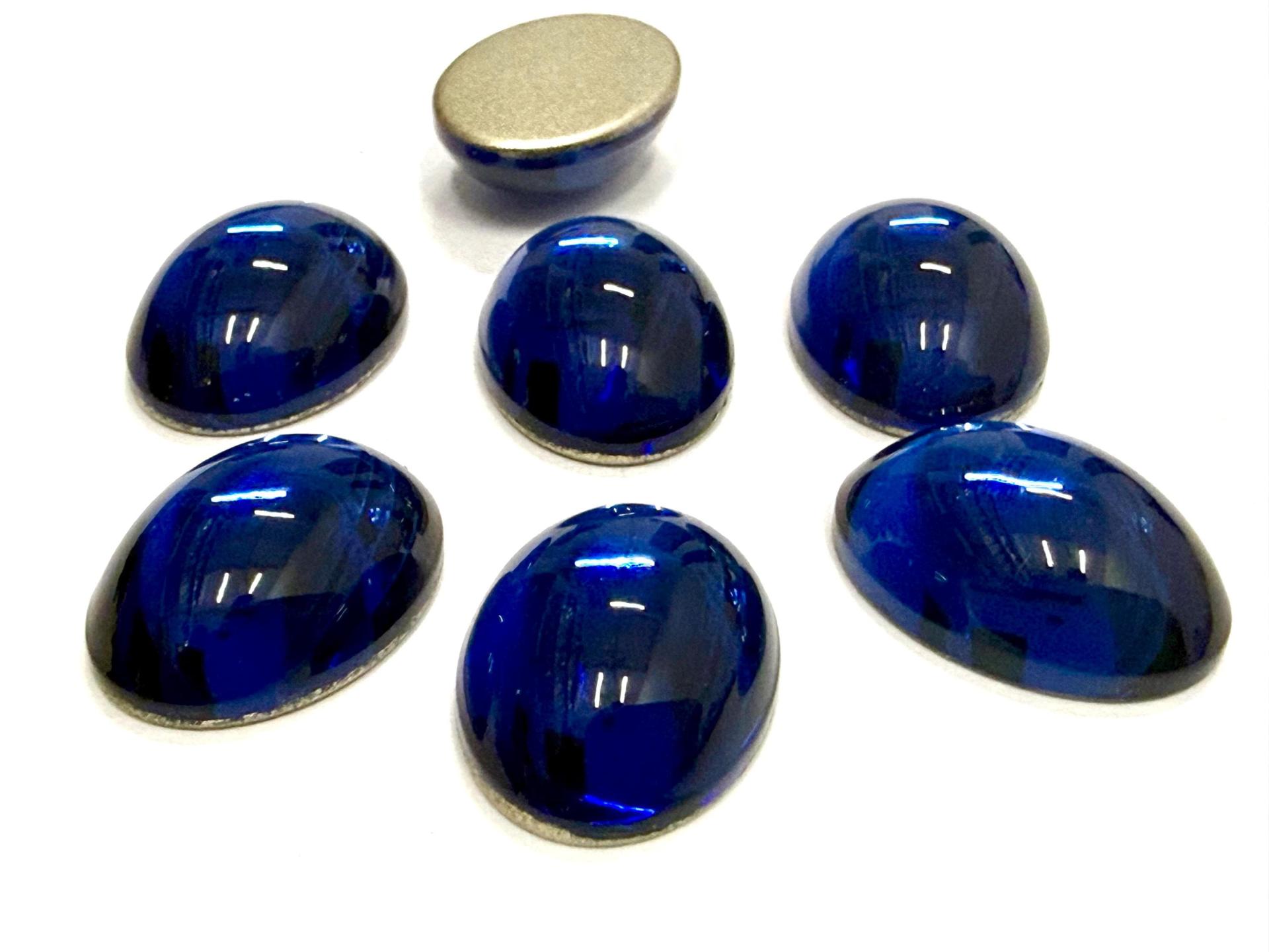 Swarovski 18x13 mm Vintage Dark Sapphire Foiled Flat Back Oval Cabochon 2/6 Pieces