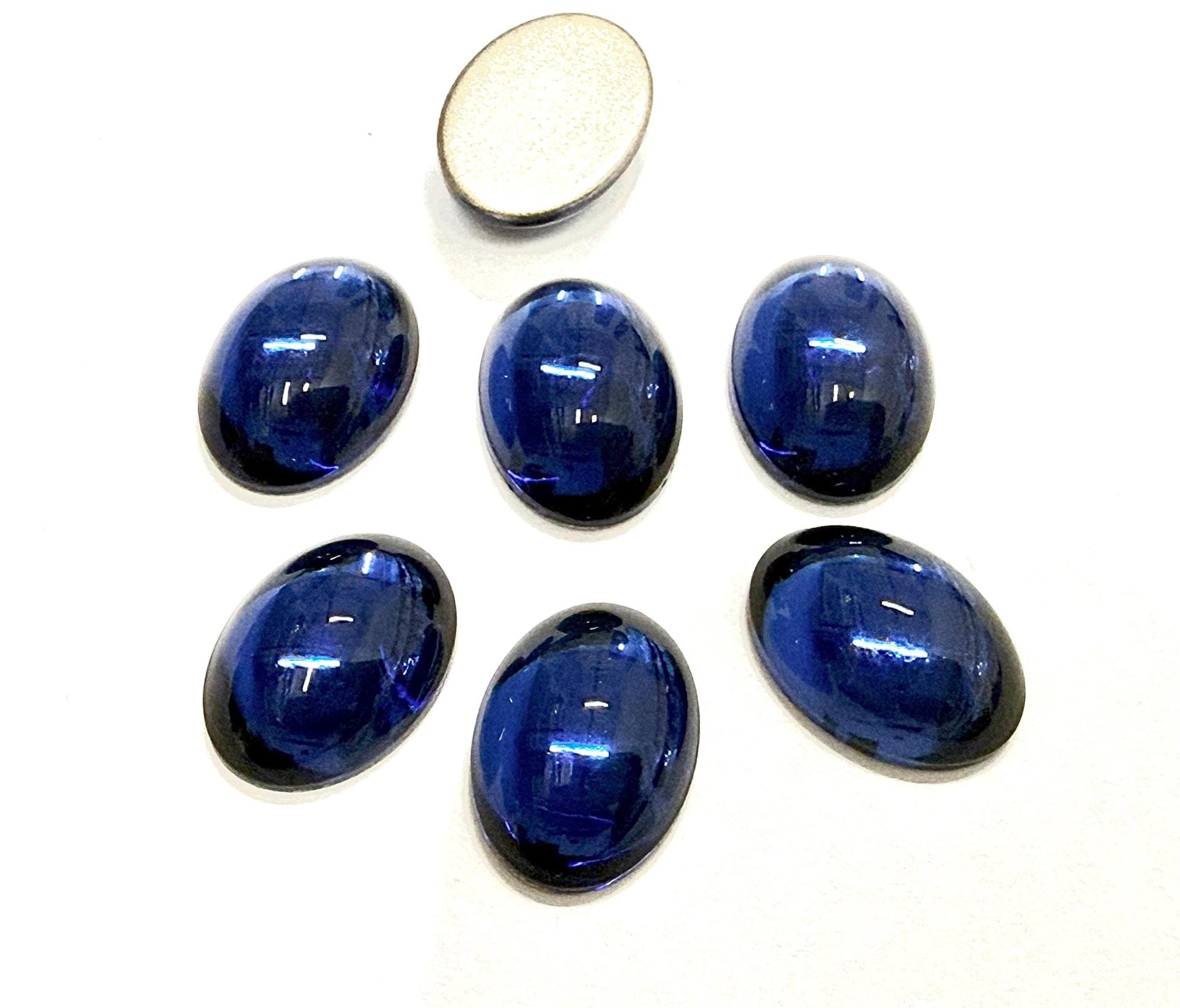 Swarovski 18x13 mm Vintage Dark Sapphire Foiled Flat Back Oval Cabochon 2/6 Pieces