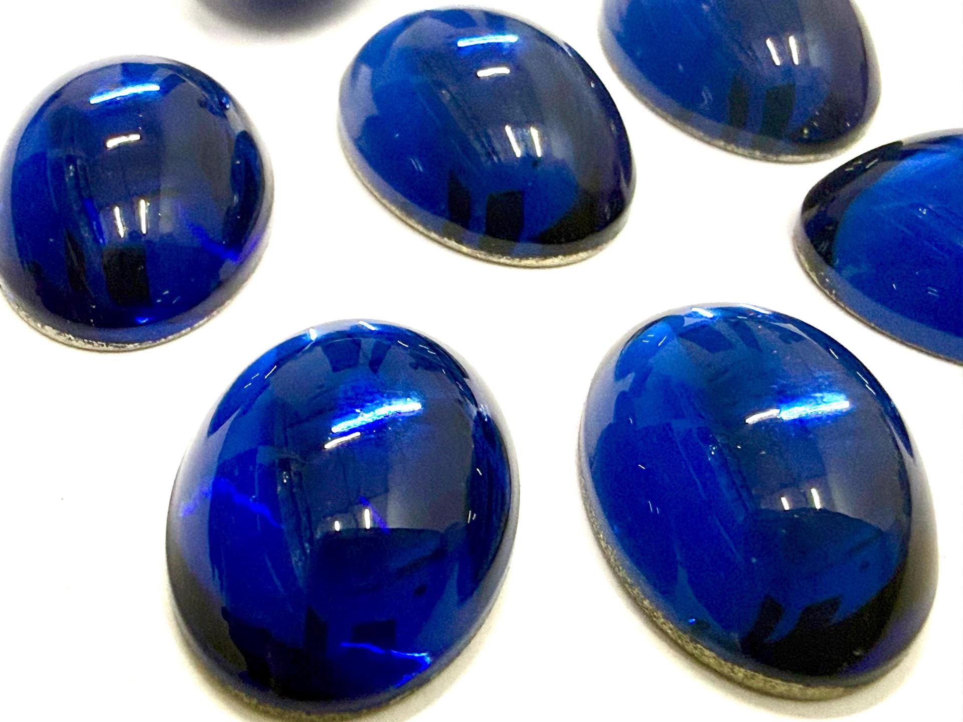 Swarovski 18x13 mm Vintage Dark Sapphire Foiled Flat Back Oval Cabochon 2/6 Pieces