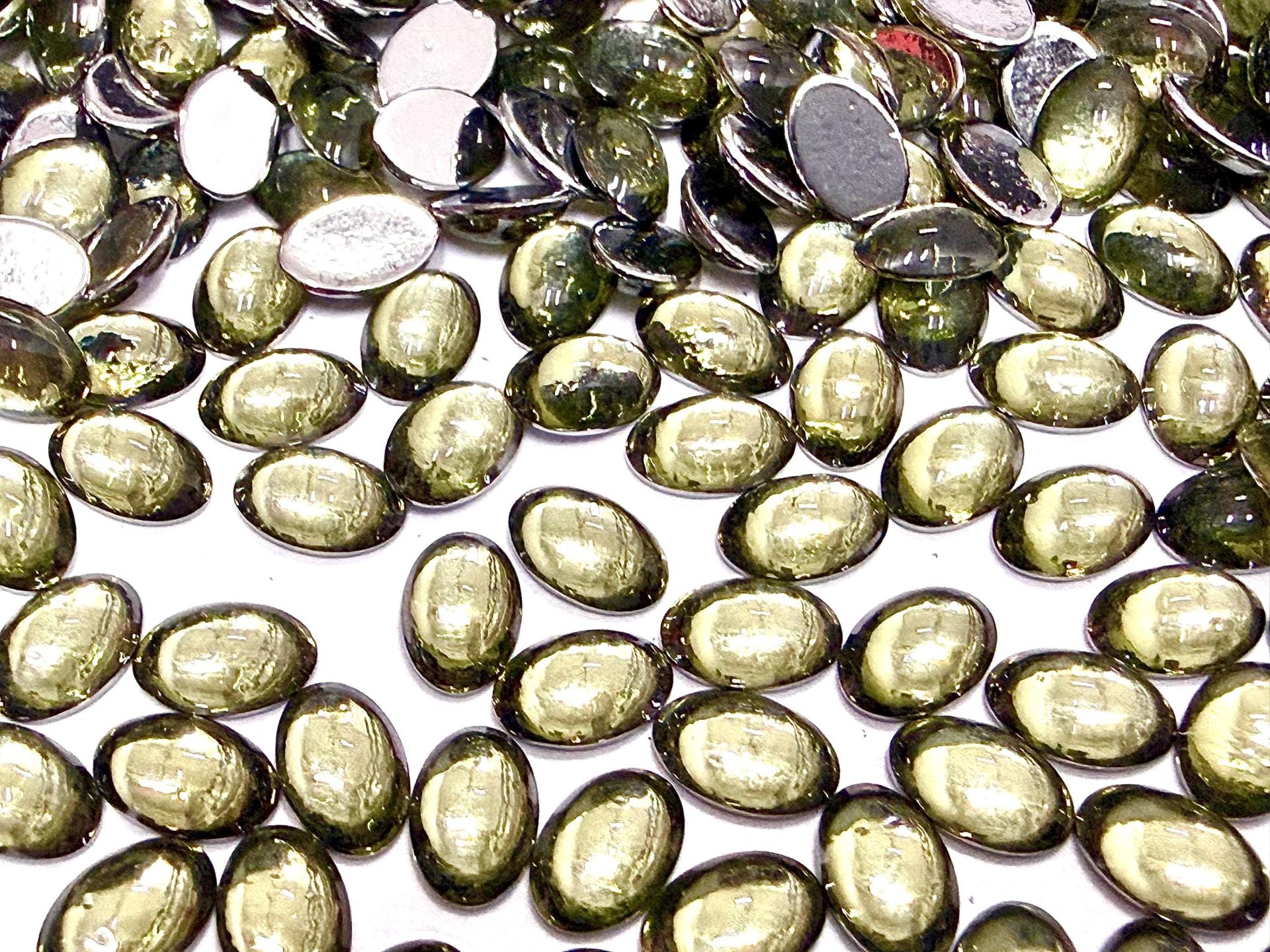 Swarovski Oval Cabochons Jonquil Chrome 6x4mm, 2190/4 Flat Back Glass Stones