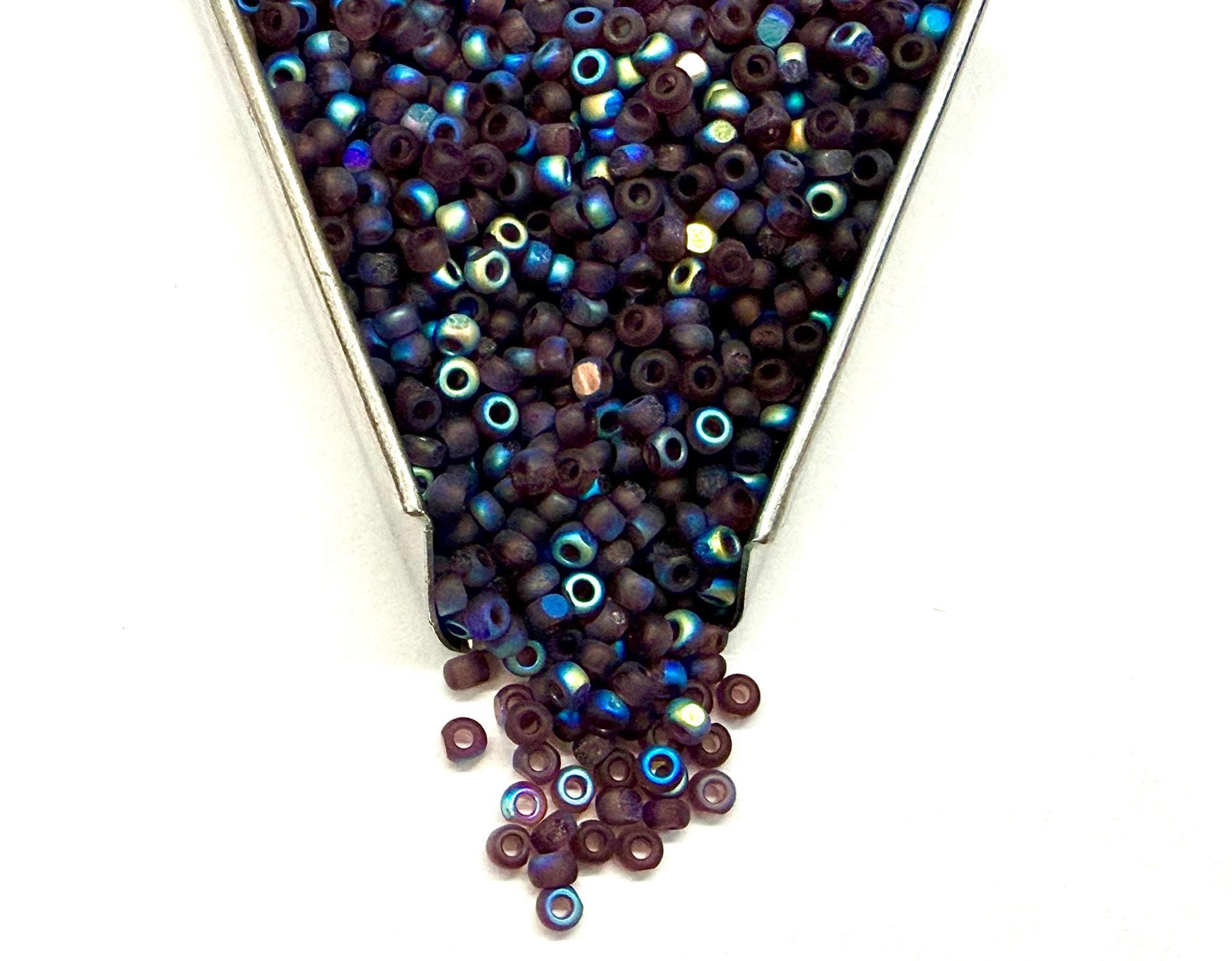 Patina Matt Amethyst Aurore Boreale Charlotte Cut Beads, 11/0 Size