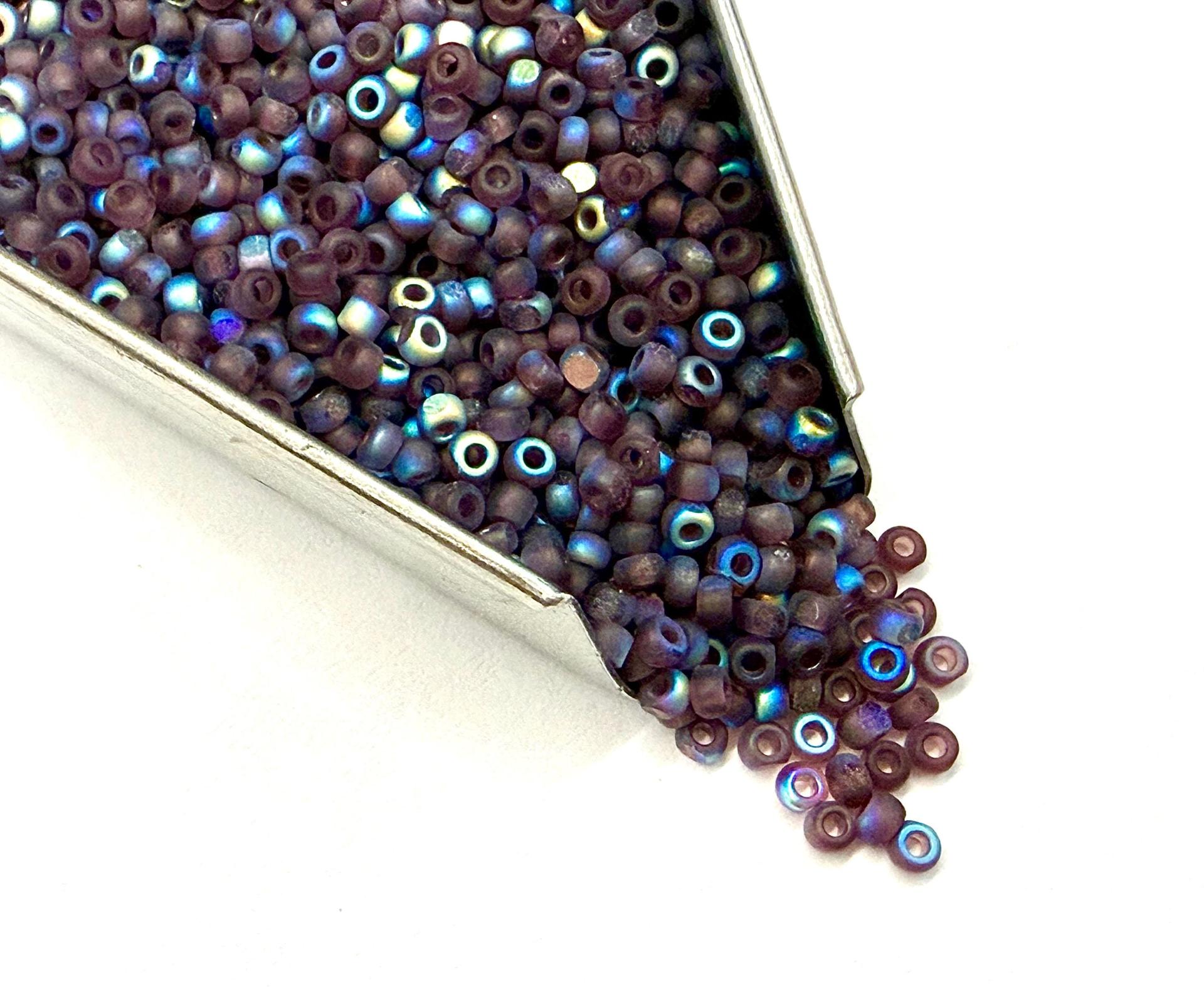 Patina Matt Amethyst Aurore Boreale Charlotte Cut Beads, 11/0 Size