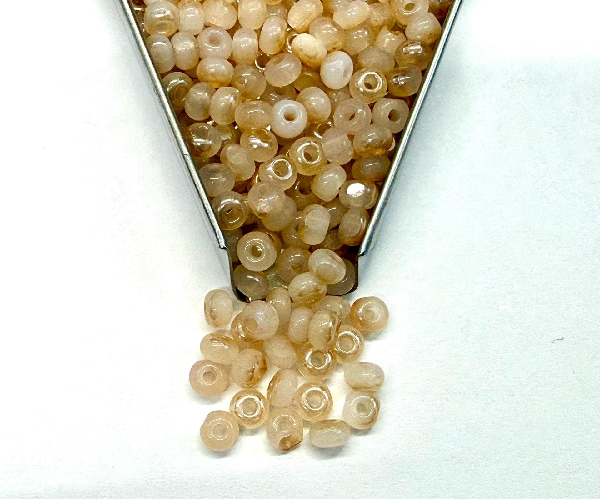 6/0 Charlotte Cut Beads Honey Opal glass beads jewelry supply vintage findings craft