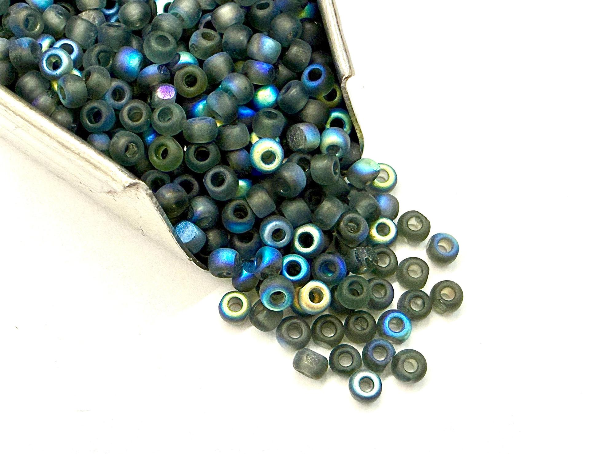 Patina Matt Black Diamond Aurore Boreale Charlotte Cut Beads, 11/0 Size