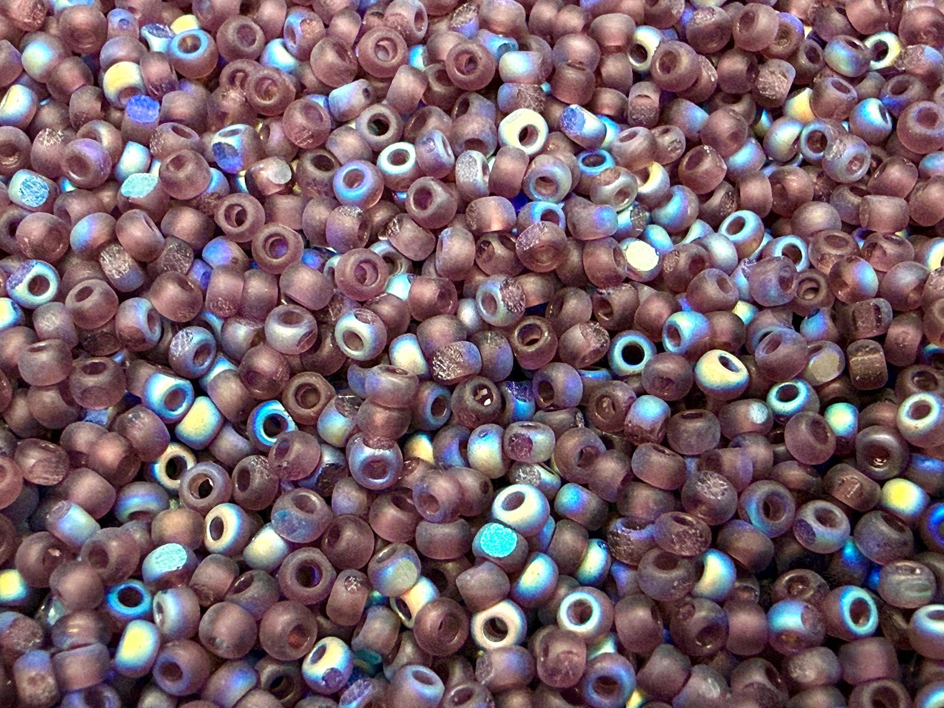 Patina Matt Amethyst Aurore Boreale Charlotte Cut Beads, 11/0 Size