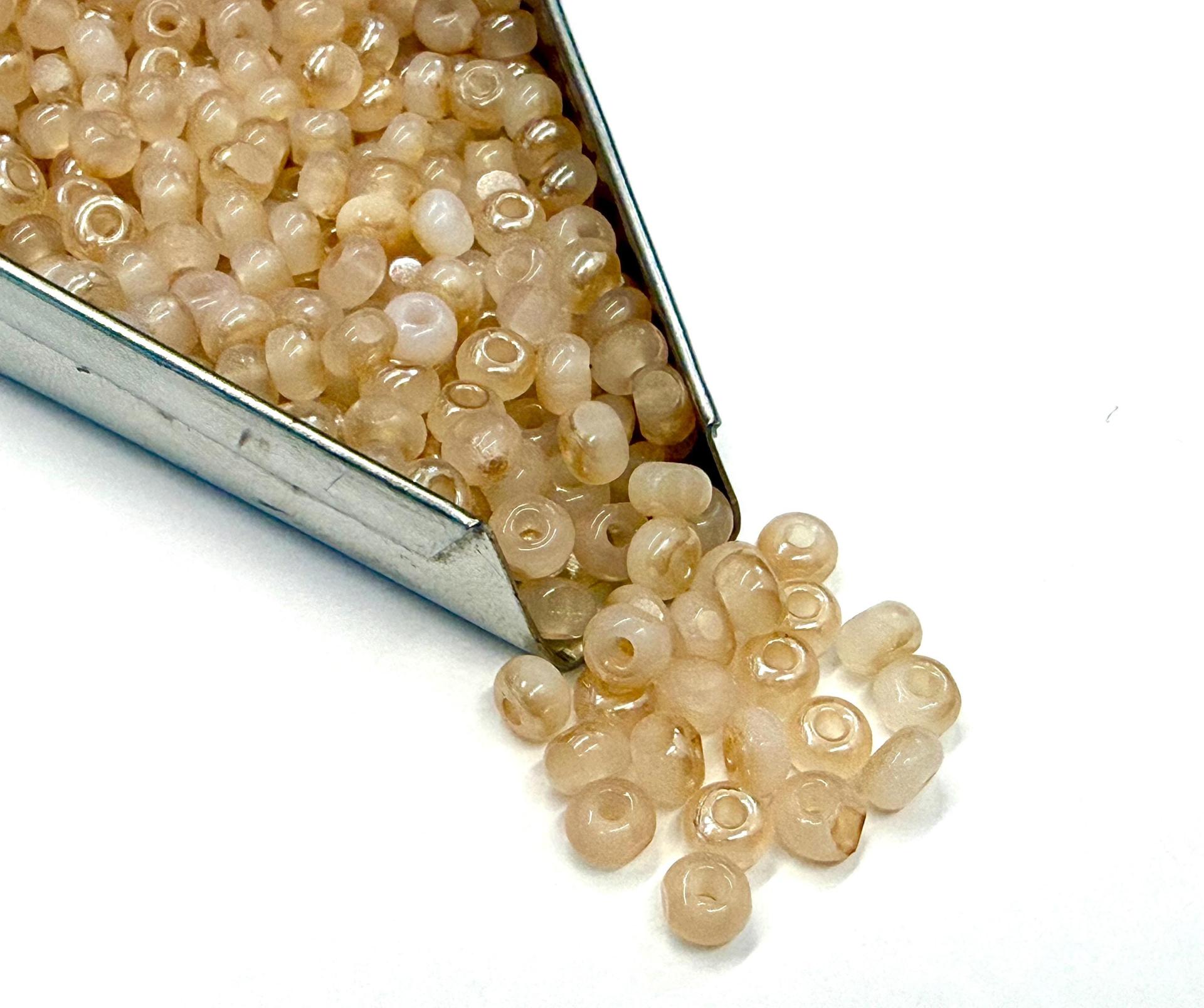 6/0 Charlotte Cut Beads Honey Opal glass beads jewelry supply vintage findings craft