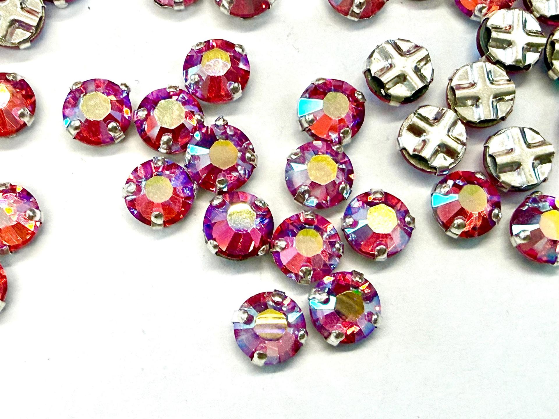 Vintage Swarovski Crystal Rose AB Rose Montees, 30ss Silver Plated Setting
