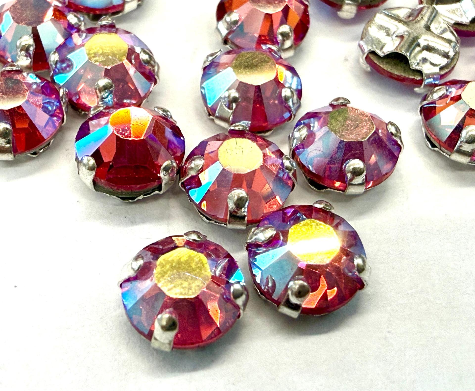 Vintage Swarovski Crystal Rose AB Rose Montees, 30ss Silver Plated Setting
