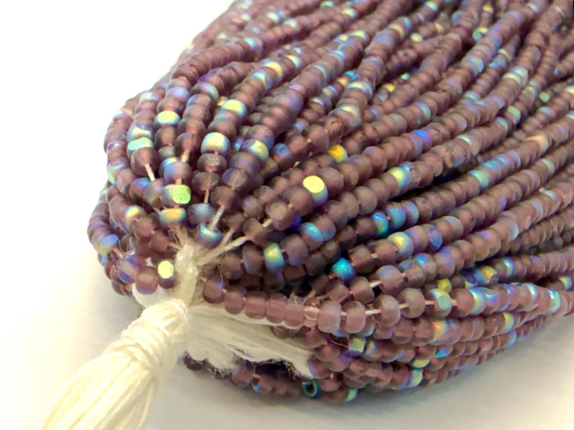 Charlotte Cut Seed Beads 11/0, Patina Matt Amethyst Aurore Boreale