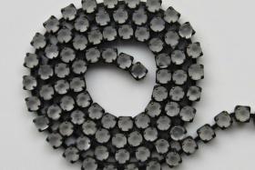 16 SS Rhinestone Chain Vintage Glass Crystal Frosted Antique Black Plated 4mm 1/2/5/15 Meters , decoration, antique