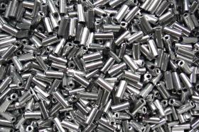 Size 2 (2x4mm) Bugle Beads 10/20/50 Grams Metallic Aluminum Silver Preciosa Ornella loose tube beads, embroidery materials, craft supply