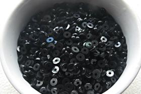 5MM Glass Sequins High Glaze Jet Black 5/10/20 Grams