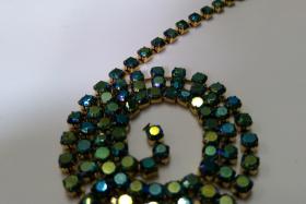 12SS Rhinestone Chain Vintage Glass Pressed Chatons Emerald AB 3mm 1/2/5/15 Meters embroidery materials, jewelry making, craft supplies