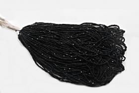 11/0 Charlotte Cut Beads Jet Black Hanks 1/5/25/50/100 Hanks 2.0mm glass beads, jewelry supply, findings, craft supply, vintage beads, rare