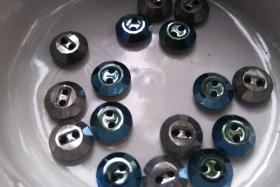 10 mm Vintage Swarovski Metallic Blue Button 2 holes 6/12 pieces #3122