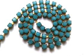 12 SS Rhinestone Chain Vintage Glass Pressed Chatons Opaque Turquoise 3mm 1/2/5/15 Meters Wedding Bridal Supplies|Jewelry Making|Decoration