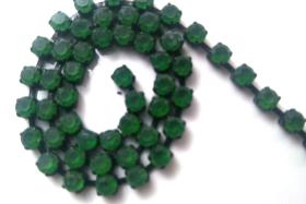 12 SS Rhinestone Chain Vintage Glass Frosted Emerald Plated 3mm 1/2/5/15 Meters vintage findings, jewelry making, craft supplies, embroidery