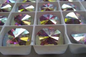 18mm Swarovski 1122 Rivoli Rose Aurore Boreale Foiled 2/6 Pieces PREMIUM MATERIALS