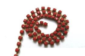 8 SS Rhinestone Chain Vintage Glass Pressed Chatons Opaque Light Red (2.5 mm) 1/2/5/15 Meters embroidery materials, craft vintage findings