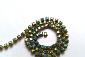 6 SS Rhinestone Chain Vintage Glass Peridot Aurore Boreale 2mm 1/2/5/15 Meters