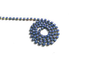 8 SS Rhinestone Chain Vintage Glass Pressed Chatons Opaque Faded Denim Blue 2.5 mm 1/2/5/15 Meters boho chic blue, decoration vintage chains