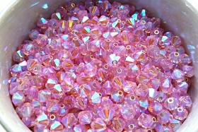 5mm Light Rose 2X Aurore Boreale Swarovski Bicone rainbow beads 12/36/72/144/432/720 Pieces (223) pink embellishments, embroidery materials